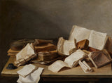 jan-Davidsz-de-heem-1628-mrtva-priroda-sa-knjigama-i-violina-umetnost-štampa-fine-umetnosti-reprodukcija-zidna-umetnost-id-ap7ai5454