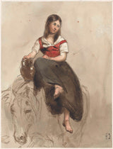 johan-daniel-koelman-1841-femme-sur-un-cheval-à-cheval-avec-can-art-print-fine-art-reproduction-wall-art-id-ap8089xdo