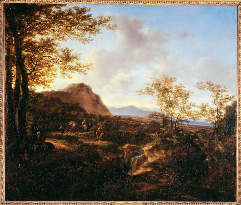jan-dirksz-both-1650-landscape-with-travelers-art-print-fine-art-reproduction-wall-art