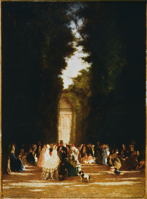 eugene-grandsire-1860-the-driveway-of-the-feuillants-in-the-tuileries-under-the-second-empire-art-print-fine-art-reproduction-wall-art