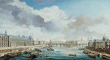 尼古拉斯·讓·巴蒂斯特·拉蓋內-1755年-新橋盧浮宮和從新橋看到的法國四國學院-皇家藝術印刷美術複製品牆壁藝術