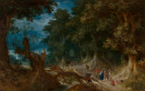 亞伯拉罕-戈瓦茨-1612-樹木繁茂的景觀與獵人和算命師藝術印刷品美術複製品牆藝術 id apcvohkkp