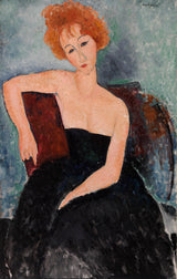 Amedeo Modigliani - 1918-rusovlasý-girl-in-večer-dress-ryšavka-girl-in-večer-dress-art-print-fine-art-reprodukčnej-wall-art-id-apep70umx