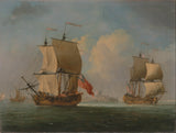 弗朗西斯·斯維恩-一艘英國單桅帆船和一艘護衛艦在微風中藝術印刷精美藝術複製品牆藝術 id-apfcgb77l