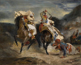 尤金·德拉克羅瓦-1826-吉亞爾與哈桑的戰鬥藝術印刷品美術複製品牆藝術 id-aphr14dw0