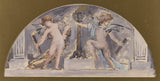 francois-lafon-1893-skitse-til-spisestuen-i-rådhuset-to-elsker-at tænde-en-blus-kunst-print-fin-kunst-reproduktion-vægkunst