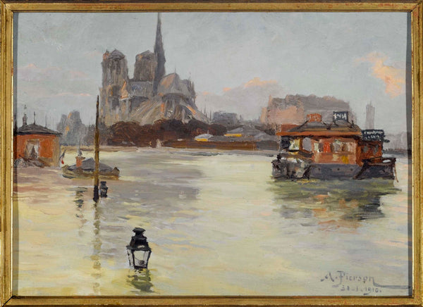 albert-pierson-1910-notre-dame-cathedral-seen-from-the-quai-de-la-tournelle-january-30-1910-1910-floods-4th-and-5th-districts-art-print-fine-art-reproduction-wall-art