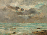 尤金·布丁（Eugene Boudin）的模仿者于1900年在特鲁维尔（Trouville）的海岸上印刷了精美的艺术复制品-墙-艺术-ID-APM2JM51Y