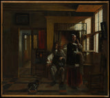 pieter-de-hooch 1662内饰，一对年轻夫妇，艺术印刷，精美的艺术复制品，墙体，艺术，id-apmh3byoj