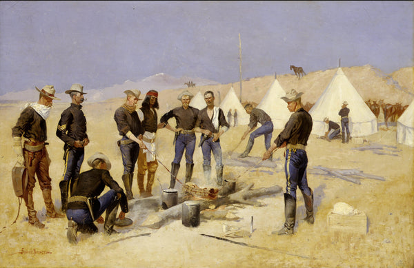 frederic-remington-1892-roasting-the-christmas-beef-in-a-cavalry-camp-art-print-fine-art-reproduction-wall-art-id-appdrxwm1