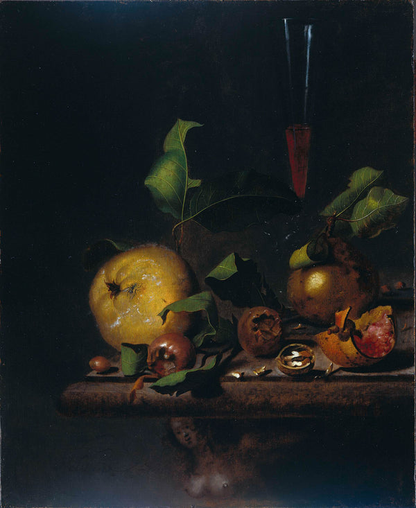 martinus-nellius-1669-still-life-with-quinces-medlars-and-a-glass-art-print-fine-art-reproduction-wall-art-id-appjr6xc7