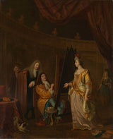 ludolf-bakhuysen-1707，一位艺术家在他的工作室绘画这幅女士艺术肖像画的精美艺术复制品墙壁艺术id-apresxddr