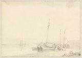 andreas-schelfhout-1797-piekrastes skats-ar-dažām-laivām-pludmalē-mākslas-print-fine-art-reproduction-wall-art-id-apthzxh9j