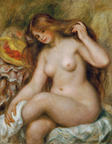 pierre-auguste-renoir-1903-badande-med-blont-flödande-hår-konsttryck-finkonst-reproduktion-väggkonst-id-aptuxclu7