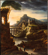 Теодор-Жерико-1818-вечер-пејзаж-со-аквадукт-уметност-печатење-фина-уметност-репродукција-ѕид-уметност-ид-апујвксат