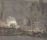 Gerrit-Lamberts-1813-brenning-of-toll-hus-at-den-nye-bro-in-amsterdam-art-print-fine-art-gjengivelse-vegg-art-id-apx62htla
