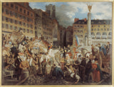 繁榮拉法耶-1830-奧爾良公爵前往市政廳穿過沙特萊地方-31 年 1830 月 XNUMX 日-藝術印刷品美術複製品-藝術牆