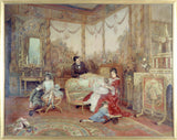 auguste-de-la-brely-1885-portret-victorien-sardou-1831-1908-njegova-žena-i-djeca-u-velikoj-dnevnoj sobi-njihove-kuće-u-marly- le-roi-art-print-fine-art-reprodukcija-zid-art