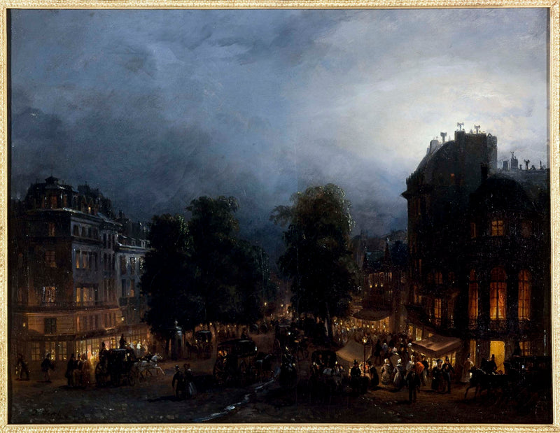 domenico-ferri-1835-the-night-italians-boulevard-circa-1835-art-print-fine-art-reproduction-wall-art
