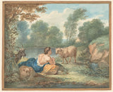 aert-schouman-1781-пастушка-з-авечкамі-у-пейзажы-з-возерам-прынт-рэпрадукцыя-выяўленчага мастацтва-сцяна-мастацтва-id-aq20rxfhl