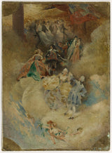 艾梅·莫羅-1888-巴黎德維爾酒店舞廳素描-歷代繪畫-歷代舞蹈-藝術印刷-精美藝術-複製品-牆壁藝術