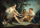 francois-boucher-1745-rest-nymphs-miverina-avy-mihaza-hoy-ilay-diana-mihaza-back-art-print-fine-art-reproduction-wall-art