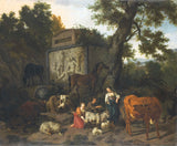 dirck-van-bergen-1660-paisagem-com-pastores-e-gado-perto-de-um-túmulo-impressão de arte-reprodução de belas artes-arte-de-parede-id-aq6pldllz