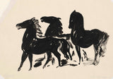 Лео-Gestel-1935-три черни коне стоящи изглеждащи до най-ляво-арт-шрифт-фино арт-репродукция стена-арт-ID-aq8frh06k