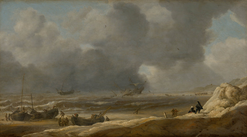 jan-porcellis-1631-shipwreck-off-the-coast-art-print-fine-art-reproduction-wall-art-id-aqabfkz67