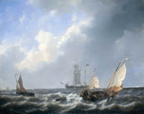 Petrus-johannes-Schotel-1825-Seascape-fra-Zeeland-vann-nesten-the-øya-art-print-fine-art-gjengivelse-vegg-art-id-aqb1fl383