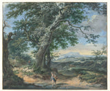 pieter-pietersz-barbiers-1759-hill-landscape-with-trees-and-heavy-human-art-print-fine-art-reproduction-wall-art-id-aqbw31t4y