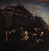 anônimo-1760-a-disputa-na-fonte-arte-imprimir-reprodução-de-belas-artes-arte-de-parede