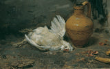 augustus-von-pettenkofen-1870-stilleven-met-dode-kip-en-kan-art-print-fine-art-reproductie-wall-art-id-aqebxuccl