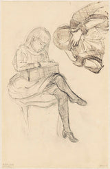 jozef-israels-1834-studies-van-een-lezen-en-signeren-meisje-art-print-fine-art-reproductie-wall-art-id-aqg23k81k