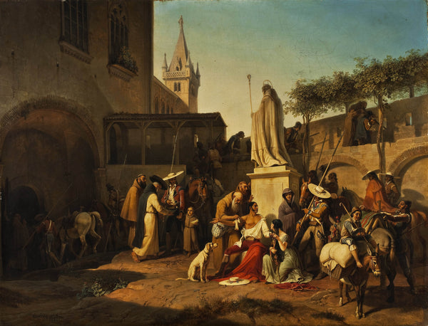 carl-von-heideck-1841-scene-from-the-defence-of-a-spanish-town-during-a-guerrilla-war-art-print-fine-art-reproduction-wall-art-id-aqh13x6ps