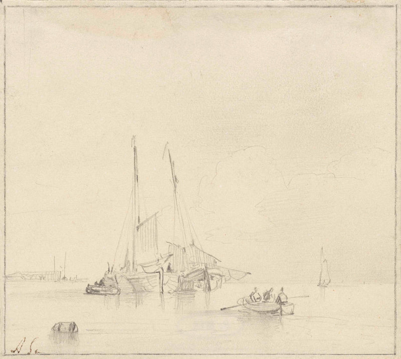 andreas-schelfhout-1797-river-landscape-with-a-few-boats-art-print-fine-art-reproduction-wall-art-id-aqlra9k70