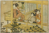 kitagawa-utamaro-1801-festa-de-vista-de-la-luna-del-llibre-il·lustrat-llibre-d'imatges-flors-de-les-quatre-temporades-ehon-shiki-no-hana-vol-2-impressió-art-fina- art-reproduction-wall-art-id-aqmp6ijv5
