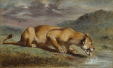pierre-andrieu-1850-gewonde-leeuwyfie-kuns-druk-fyn-kuns-reproduksie-muurkuns-id-aqnfqjclw