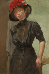 mina-arndt-1914-den-röda-hatten-konsttryck-finkonst-reproduktion-väggkonst-id-aqnnyac1p