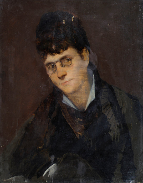 unknown-artist-1900-lady-with-zwicker-art-print-fine-art-reproduction-wall-art-id-aqondi10q