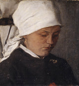 wilhelm-leibl-1885-ağ baş örtüyü ilə kəndli qızı