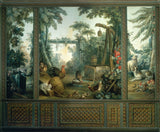 jean-baptiste-dit-lancien-huet-1765-twee-duiven-pikken-in-een-landschap-kunstprint-kunst-reproductie-muurkunst