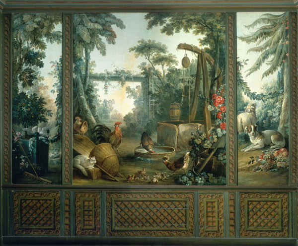 jean-baptiste-dit-lancien-huet-1765-two-doves-pecking-in-a-landscape-art-print-fine-art-reproduction-wall-art