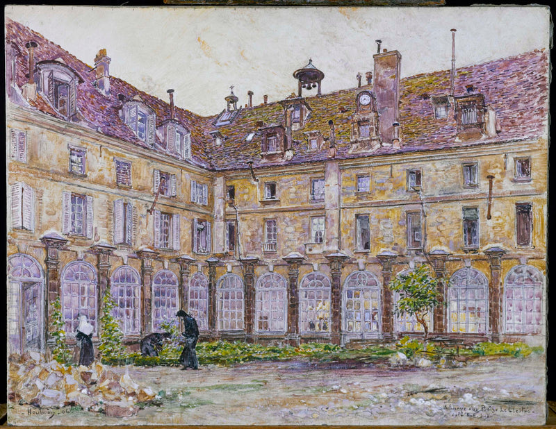 frederic-houbron-1906-the-cloister-of-the-abbaye-aux-bois-rue-de-sevres-art-print-fine-art-reproduction-wall-art