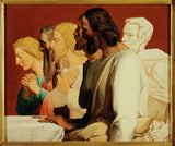 alphonse-henri-perin-1836-skiss-för-kyrkan-av-vår-fru-av-loreto-gruppen-av-apostlarna-vid-sista-måltiden-vänder mot-vänster-konst-tryck-konst-reproduktion-väggkonst
