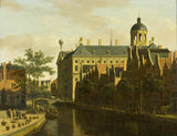 gerrit-adriaenszoon-berckheyde-1675-the-nieuwezijds-voorburgwal-with-the-flower-and-tree-art-print-fine-art-reproduktion-wall-art-id-aqtjz51zu