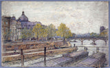 frederic-houbron-1905-the-quai-conti-və-the-pont-des-arts-art-çap-incə-sənət-reproduksiya-divar-art