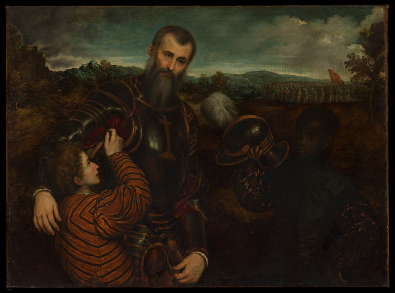 paris-bordon-portrait-of-a-man-in-armor-with-two-pages-art-print-fine-art-reproduction-wall-art-id-aqurhm3jt