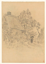 jozef-israels-1834-乡村道路上的房子，带有人物艺术印刷品美术复制品墙艺术 id-aqvojcisf