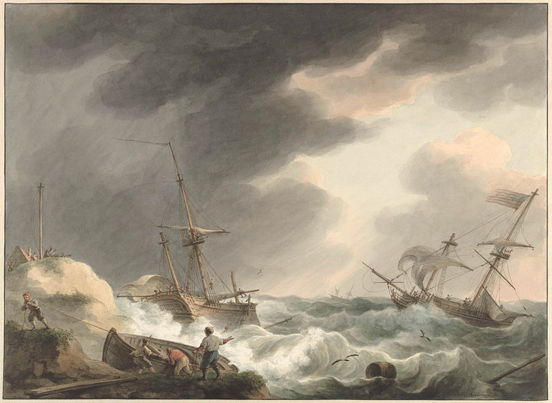 martinus-schouman-1780-wreckage-of-two-ships-one-below-art-print-fine-art-reproduction-wall-art-id-aqwkfctmc